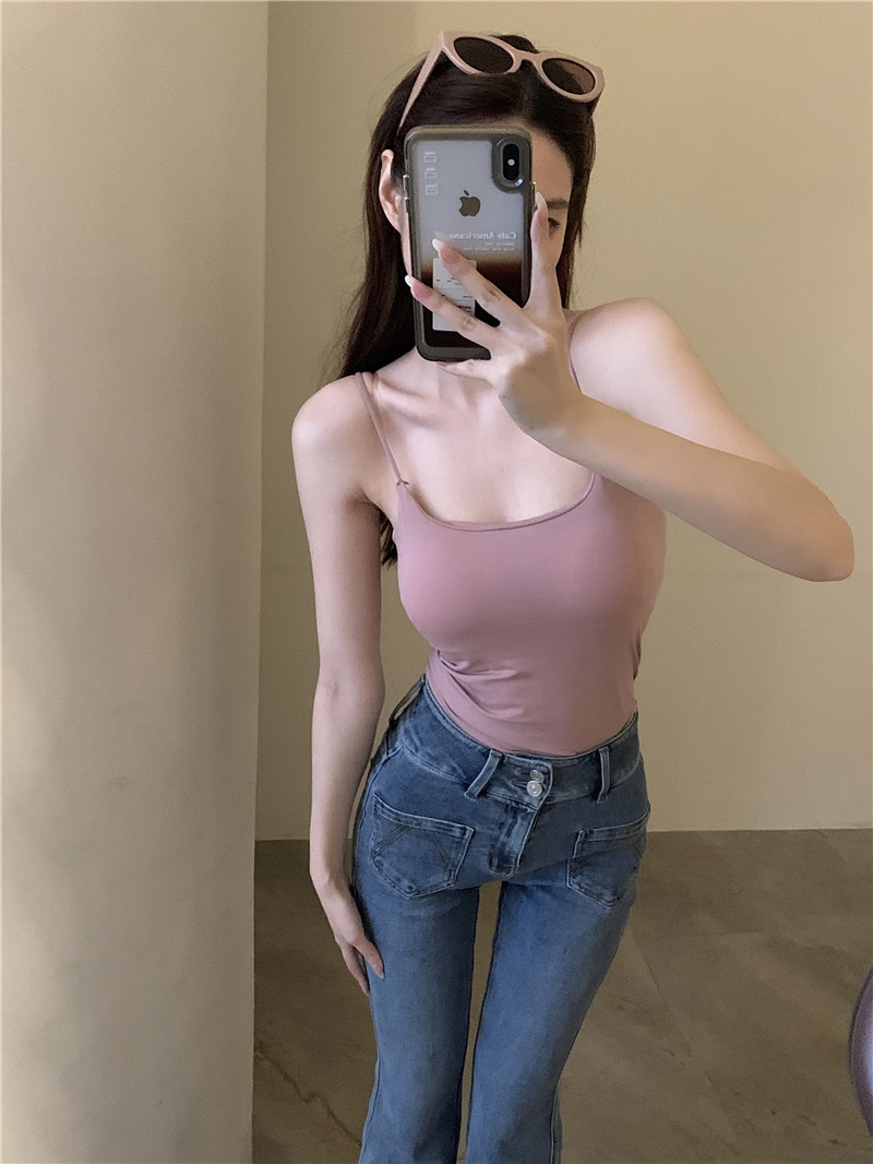 春夏无痕辣妹内搭纯欲美背吊带背心带胸垫外穿打底上衣裹胸抹胸女详情19