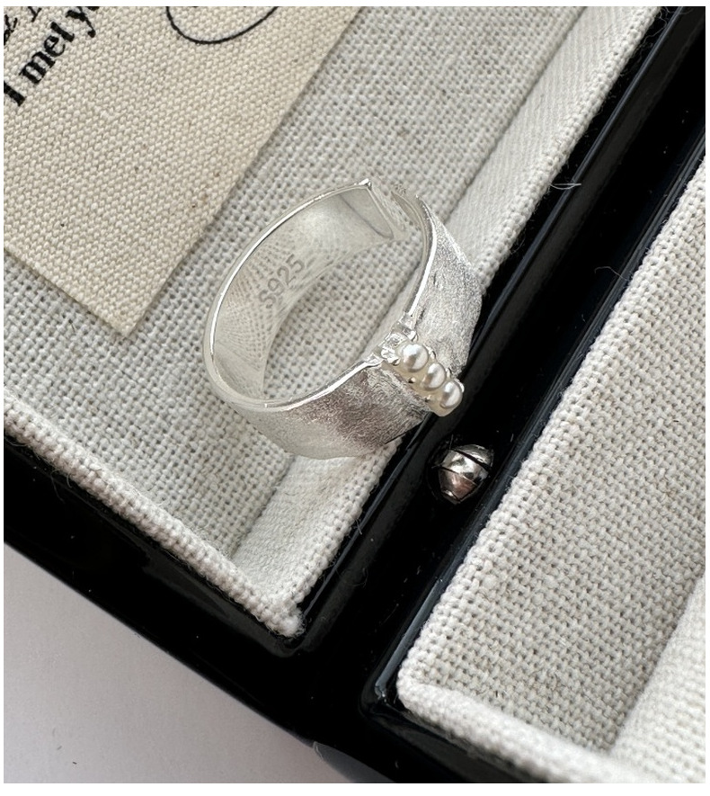 S925 sterling silver Korean version niche design sense brushed texture retro ring Korean version Korean style ring wholesale pic 4