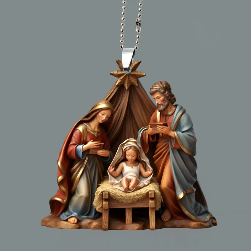 Christmas cross-border best-selling gifts: Acrylic decorative pendants, car interior rearview mirrors, home hanging items, Jesus pic 14