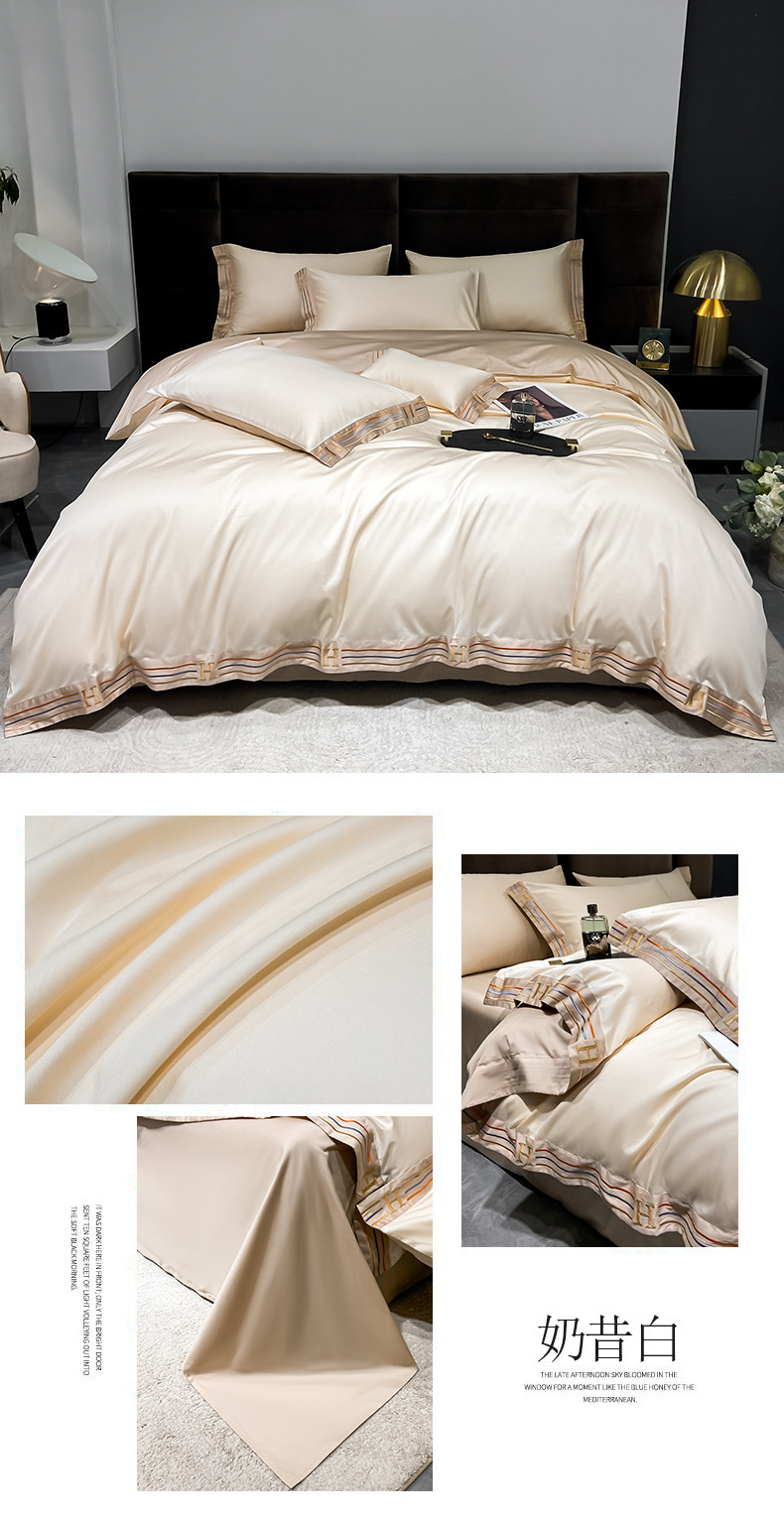 Pink silk bedding four-piece set, duvet cover, pure cotton 60-count bedding, warm and romantic home textiles pic 19