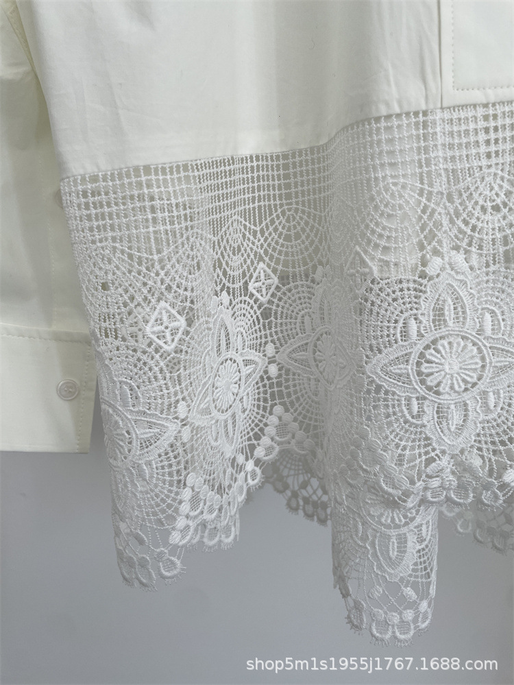 This is a new loose and fashionable shirt and top for women in the spring and autumn of 2025, featuring a Korean-style lace cutout and hook pattern design pic 3