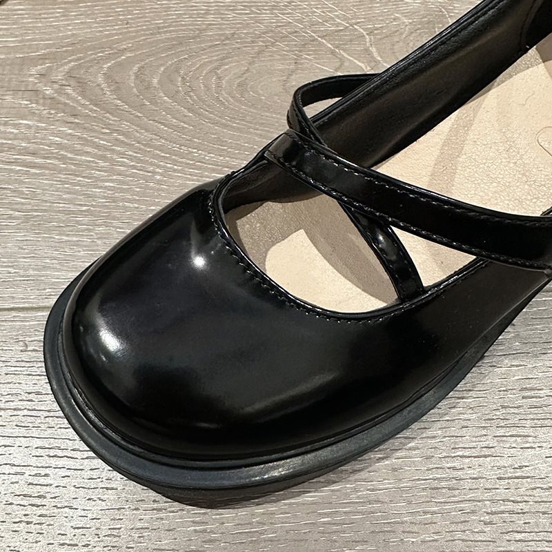JK黑色百搭厚底圆头小皮鞋女2025新款复古英伦风玛丽珍单鞋高跟鞋详情6
