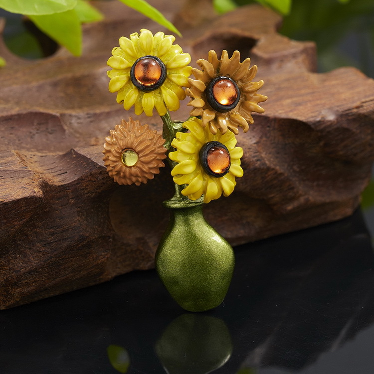 Cross-border best-selling plant series brooches, daisies, sunflowers, lacquered vases, maple leaf flower brooches and brooch accessories pic 50