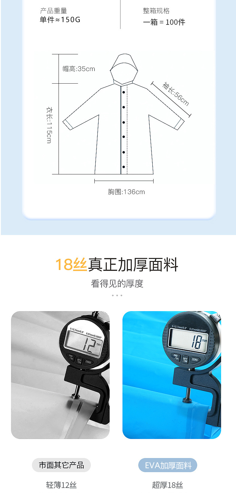 批发非一次性EVA雨衣成人款时尚户外徒步旅行便携加厚款雨衣批发详情3