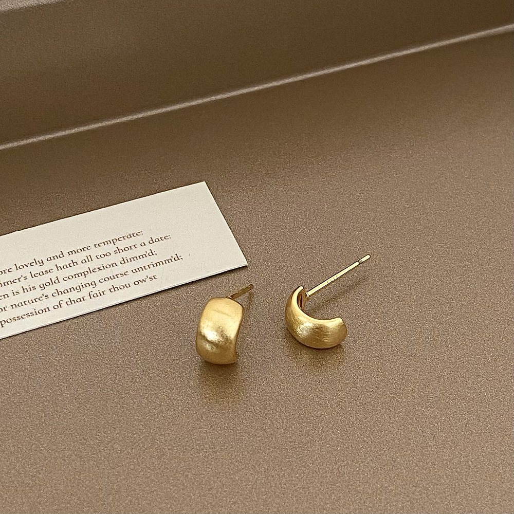 European and American fashion ins earrings, cold style brushed metal stud earrings, high-end retro individual ear buckles, simple earrings pic 9