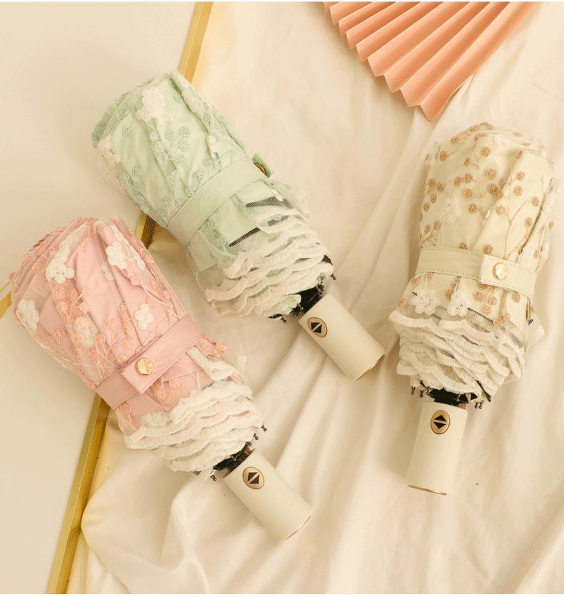 刺绣双层黑胶防晒少女心蕾丝全自动防紫外线晴雨两用遮阳太阳伞详情10