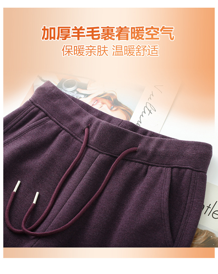 加厚绵羊毛休闲裤女2025秋冬保暖新款高腰舒适窄版显瘦显高阔腿裤详情4