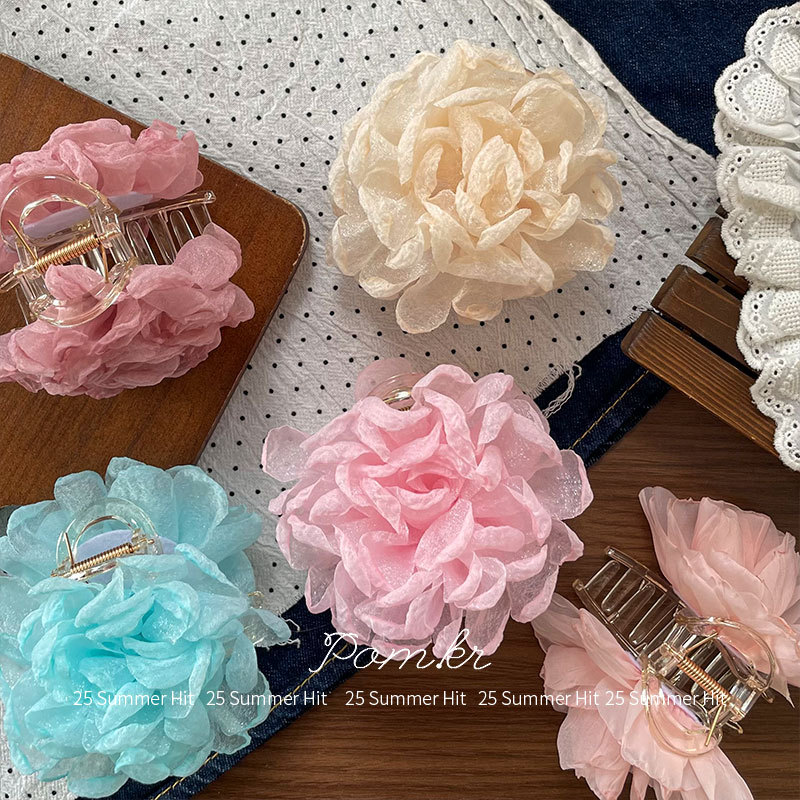 新款韩版甜美花朵抓夹儿童百搭后脑勺夹少女氛围感简约度假风发夹详情4