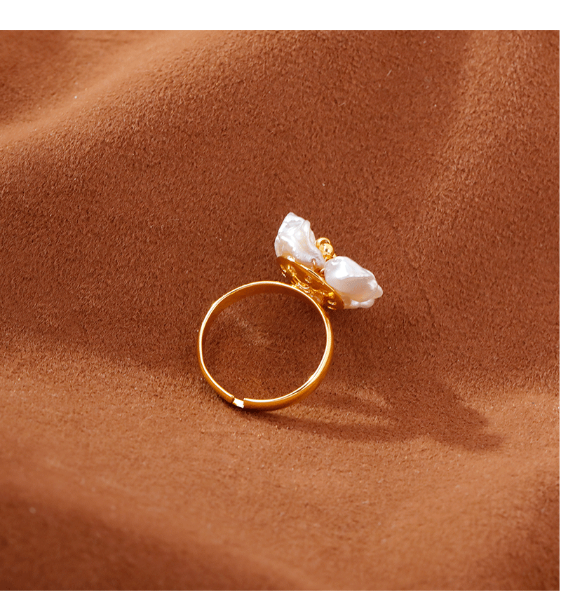 Hyacinth barroco perla de agua dulce pétalos de anillo elegante personalidad temperamento alto sentido anillo 2025 burst estilo abierto anillo pic 7
