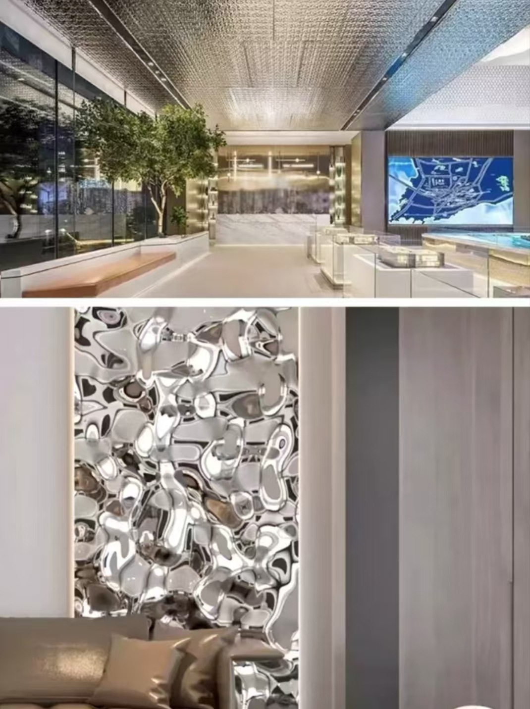 仿不锈钢水波纹板天花吊顶银色镜面波纹KTV背景墙金属饰面波浪板详情14