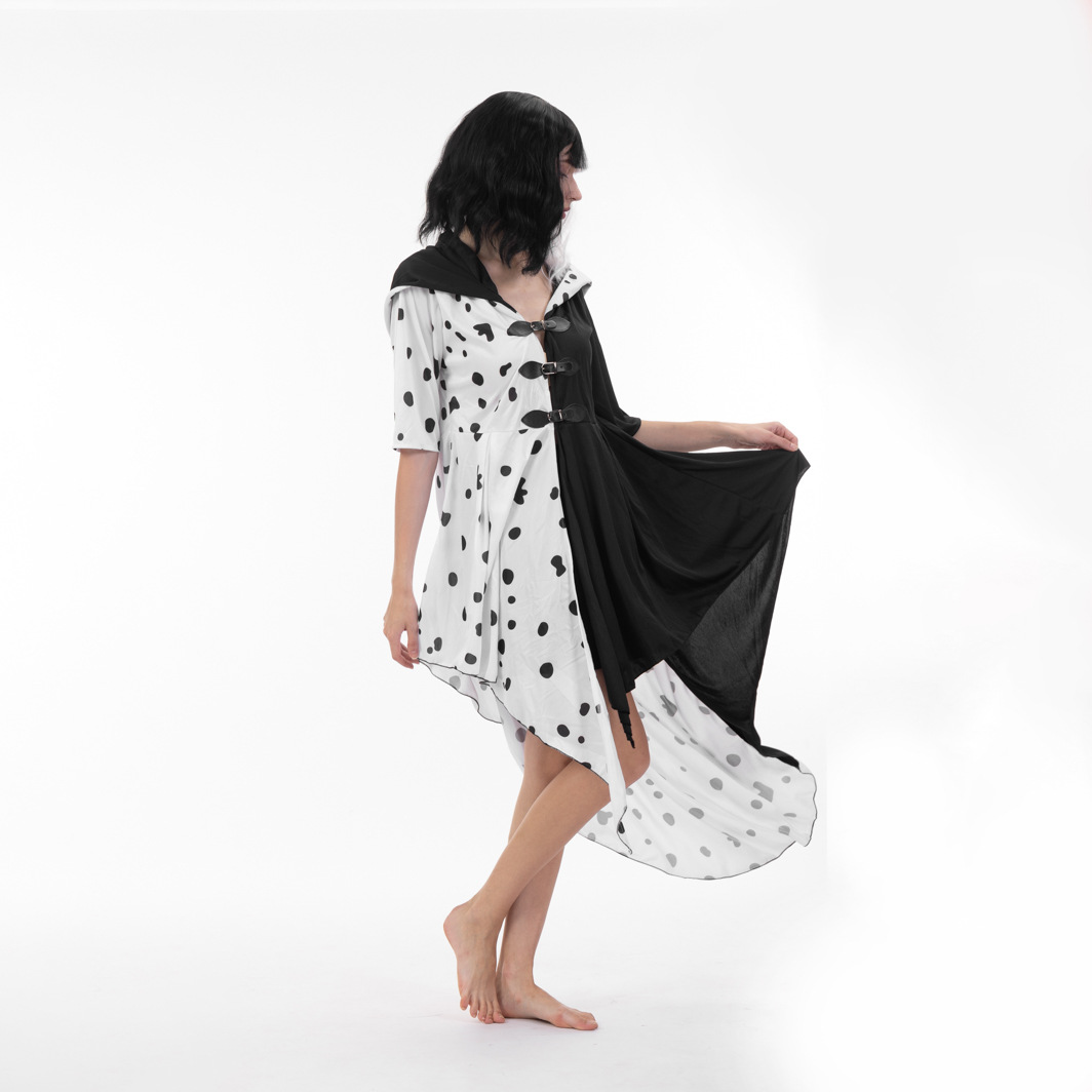 万圣节101忠狗cos黑白魔女库伊拉 ·德维尔斑点连衣裙舞台表演服详情3