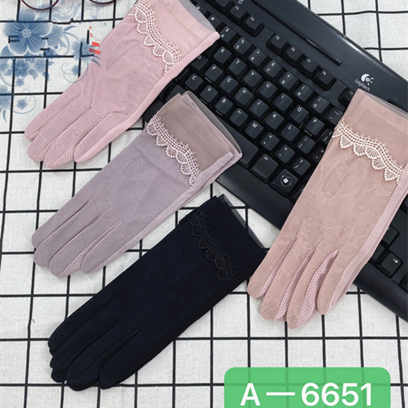 Wholesale of thin adult UV-resistant breathable full-finger gloves with anti-skating silk sleeves and exposed finger touch screens pic 16