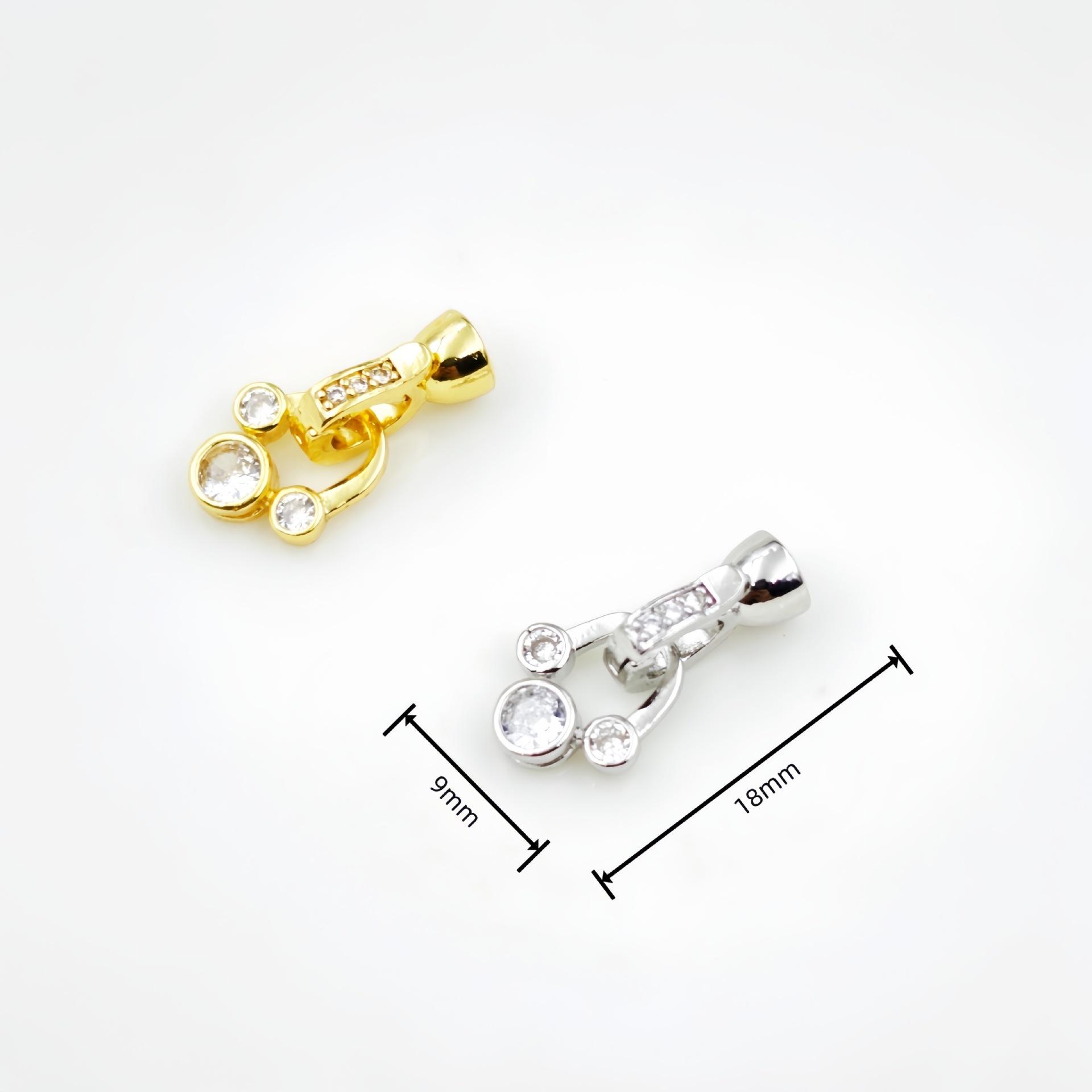 Micro-inlaid T-shaped zircon 18K gold-plated color retention double-ring pearl buckle bracelet, sweater necklace, camellia diy accessory matching pic 9