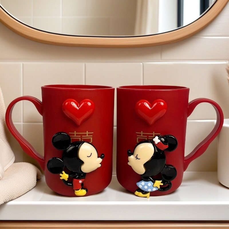 结婚香皂盒一对红色肥皂盒双喜新婚陪嫁妆漱口杯牙刷牙膏婚庆用品详情2