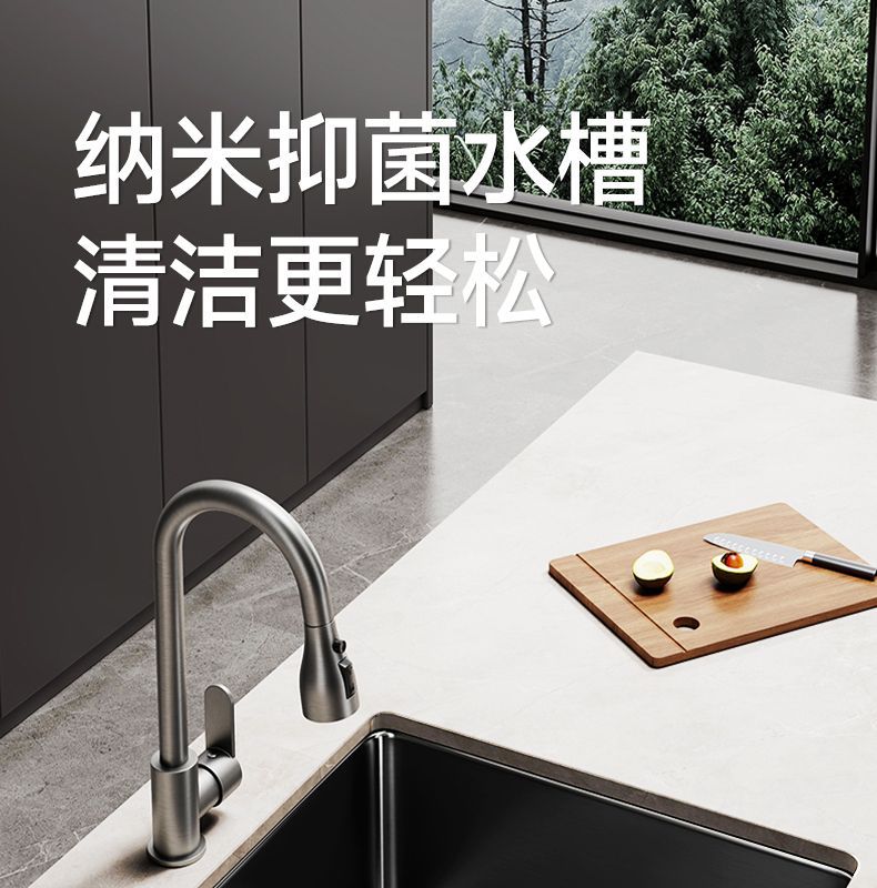 家韵纳米厨房手工小水槽单槽不锈钢洗菜盆台下盆迷你吧台岛台详情2