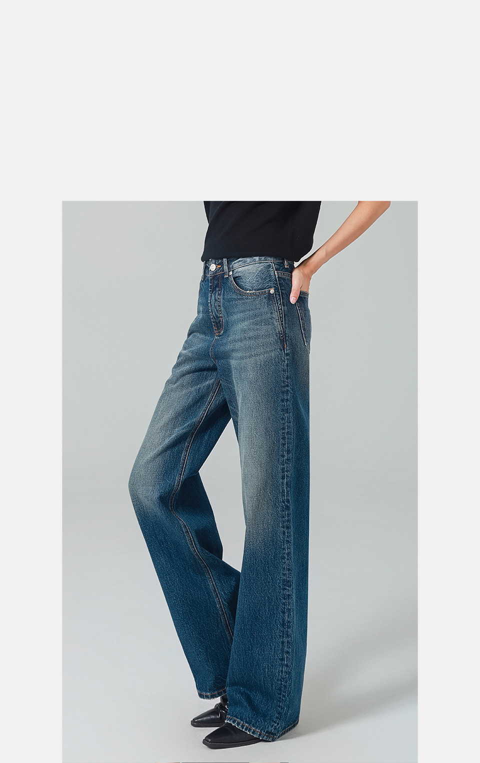 怀旧高腰阔腿牛仔裤女Jeans 复古风直筒裤25秋新款洗水显瘦宽松潮详情24