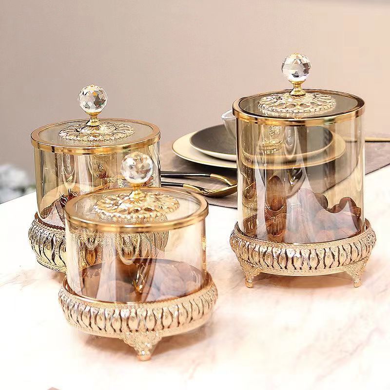 跨境金色电镀糖果罐三件套糖果罐干果收纳罐创意轻奢家居装饰品详情3