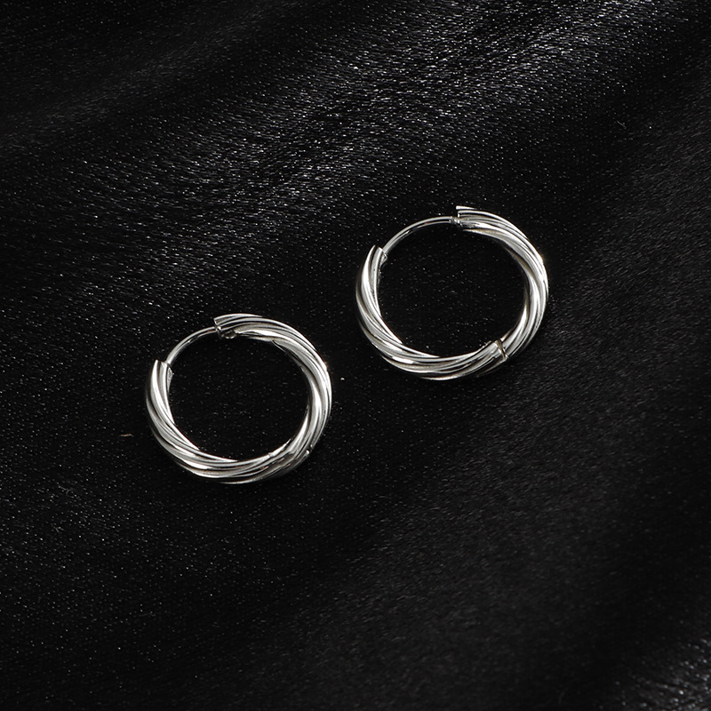 Basic style ear buckles, new fashionable and trendy European and American ins style hammered pattern earrings, titanium steel non-fading earrings and ear rings pic 13