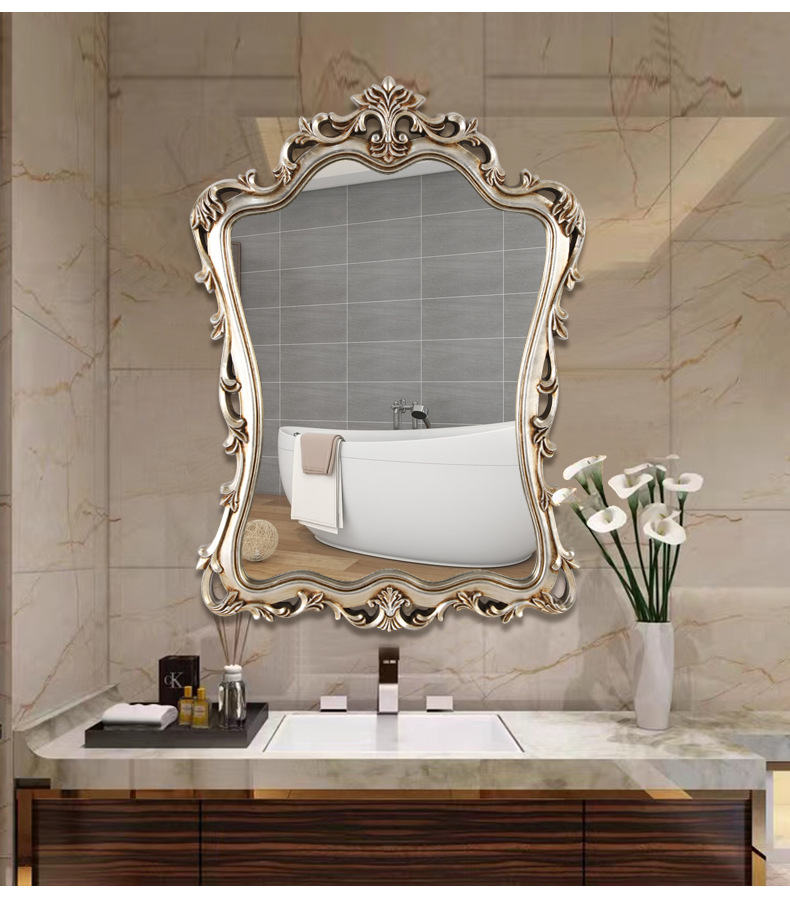 新款雕花浴室镜欧式复古美式卫浴镜酒店壁挂装饰镜梳妆卫生间镜子详情43