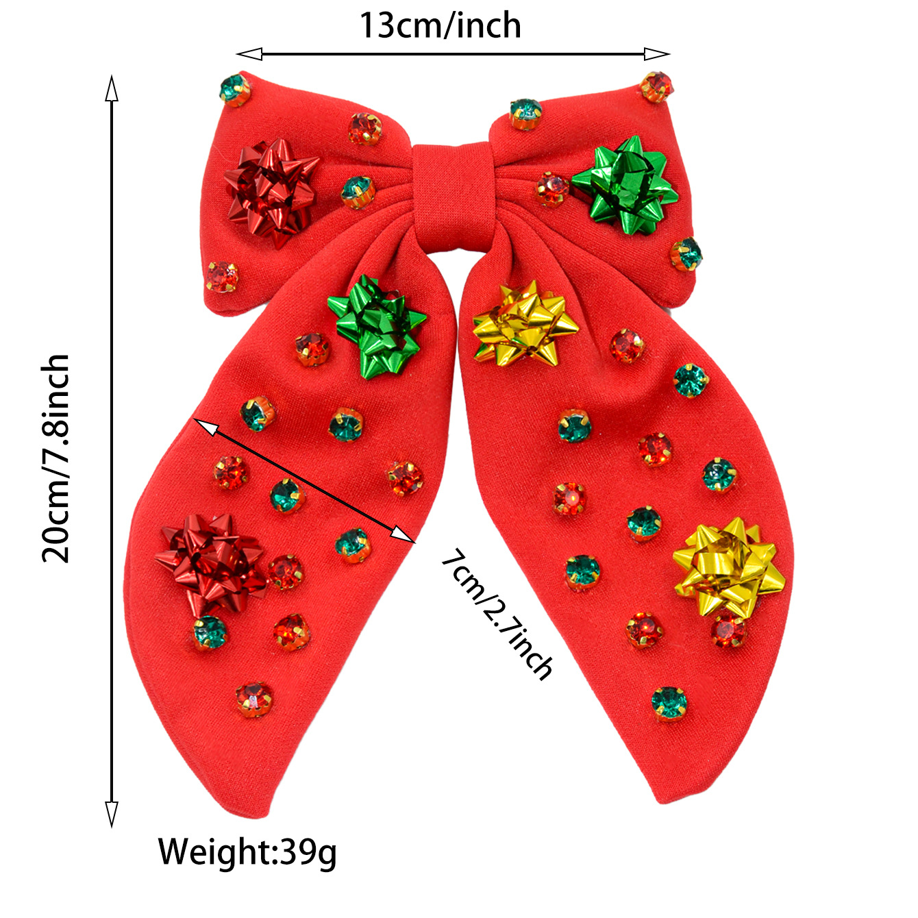 Qiwei Accessories Exclusive European and American new Christmas flower hair clips, fabric sticky diamond star flower spring clips, holiday hair accessories for women pic 1