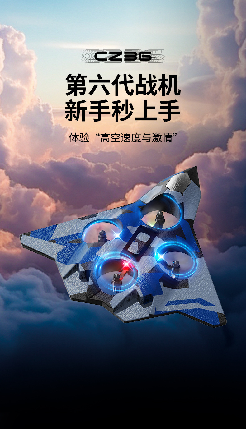 跨境外贸CZ36泡沫遥控飞机特技环绕滑翔机手抛儿童电动战斗机遥控玩具详情1