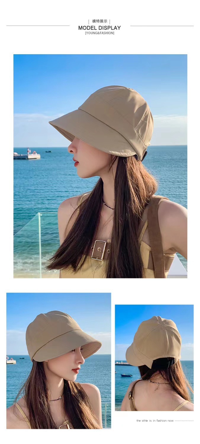 气质百搭显脸小渔夫帽子女夏天防晒复古马术帽日系素颜盆帽遮阳帽详情4