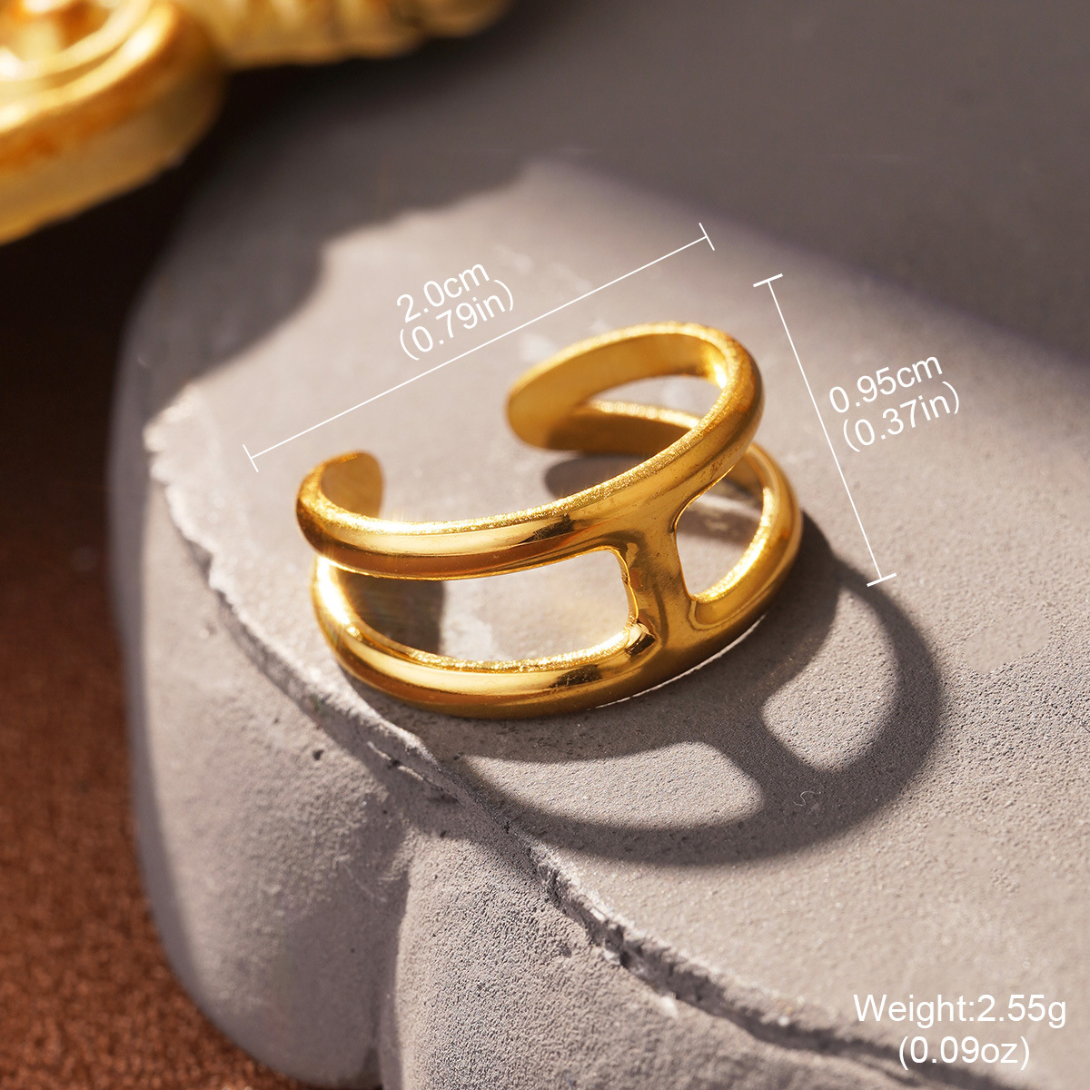 Wholesale of fashionable and versatile titanium steel, stainless steel leaf oval lines, niche and light luxury, adjustable opening rings pic 30