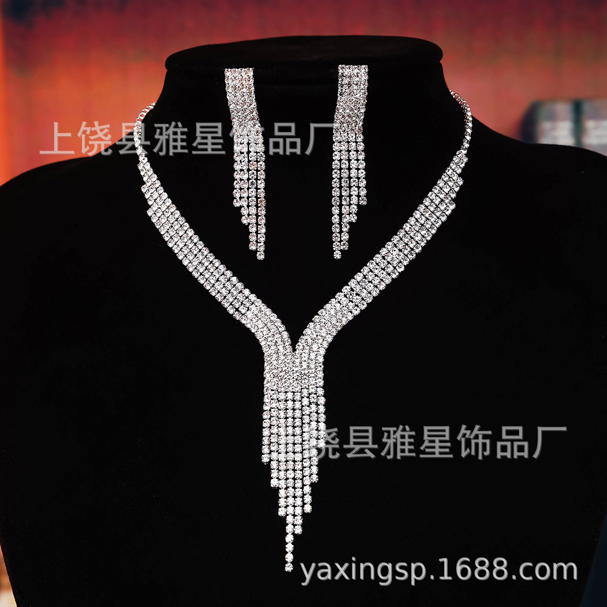 European and American cross-border bestseller earrings and jewelry sets for brides, wedding parties and banquets, rhinestones, necklaces and earrings pic 26