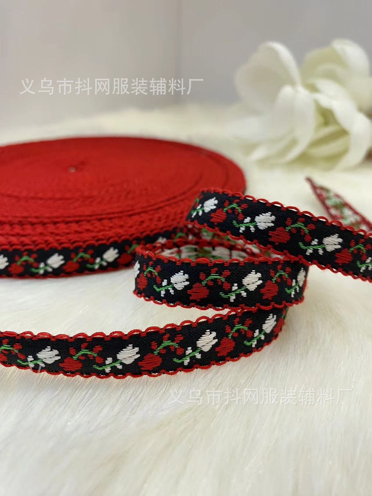 1.4 cm black fungus edge jacquard embroidery ribbon, hair accessory, headwear, edge strap, performance costume accessory pic 12