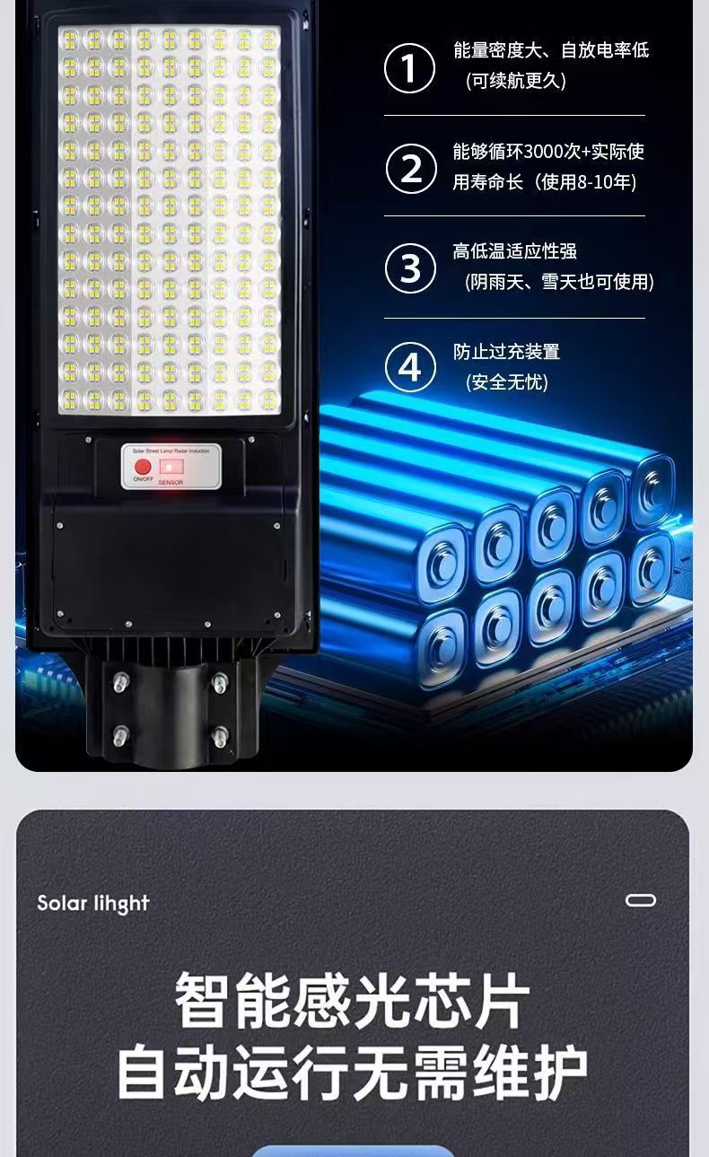 2025新款太阳能户外庭院灯家用室外人体感应新型农村照明led路灯详情9