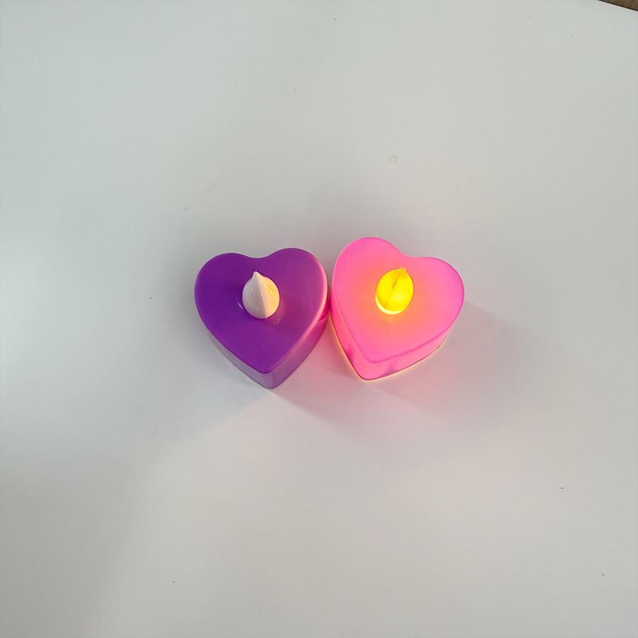 New heart-shaped colored shell tea wax LED electronic candle, confession and proposal prop, party and Christmas supplies pic 2