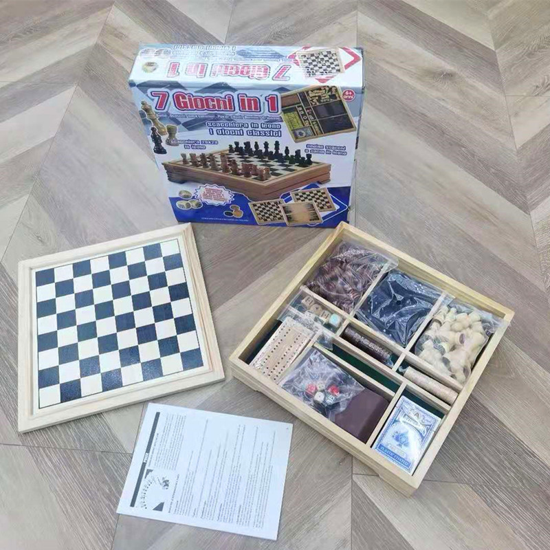 Семь фигурок из дерева, смешанных в шахматный набор для игры в настольные игры, настольные игры и игрушки pic 1