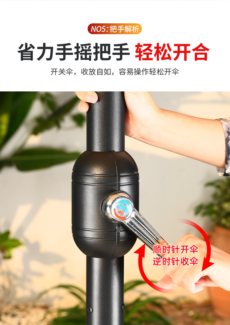 户外庭院休闲棚室外花园露营伞三头太阳伞遮阳伞中柱伞沙滩蓬批发详情15