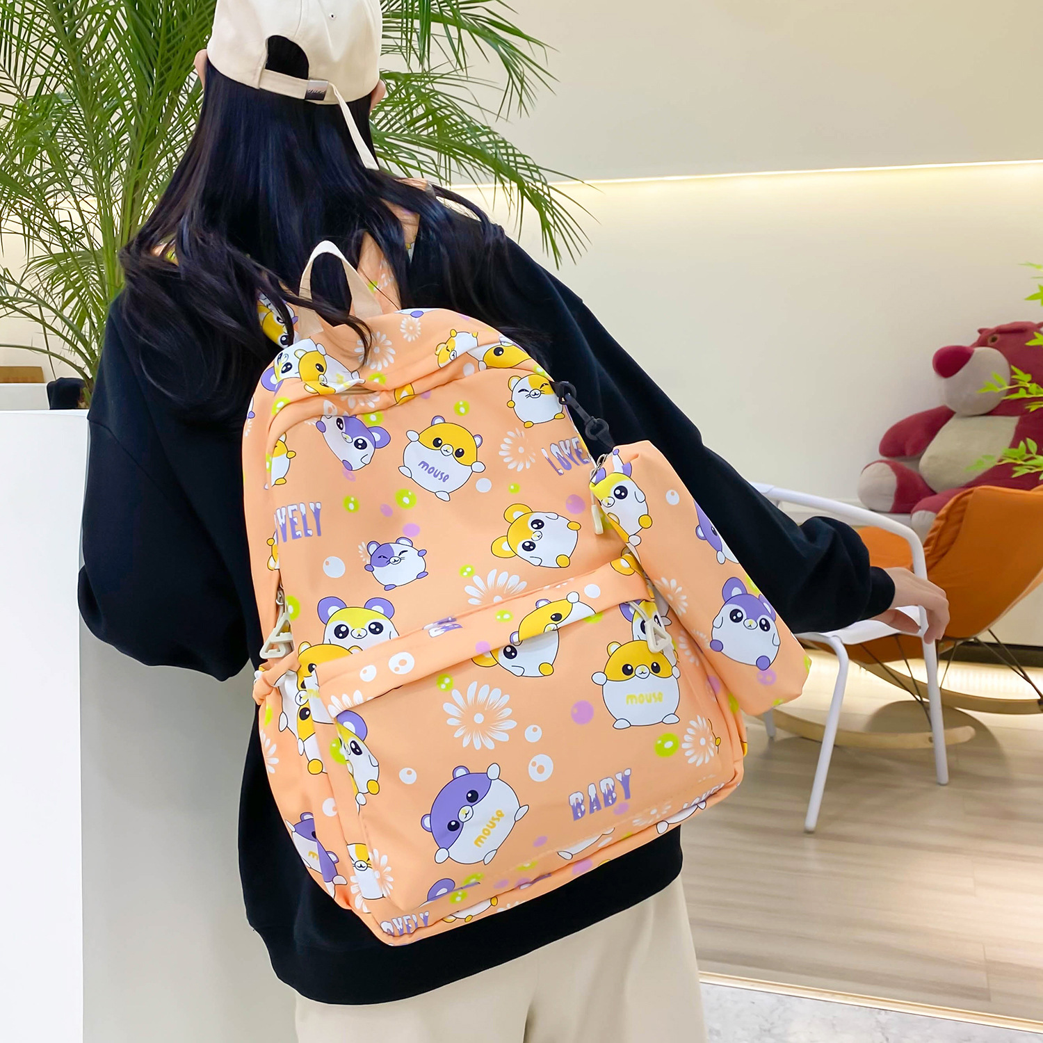 Wholesale escuela primaria primaria y secundaria estudiantes impresos espalda doble bolsa de las mujeres bolsa de la pluma de los hombres bolsa de manga color sólido bolsa de la escuela de gran capacidad pic 36