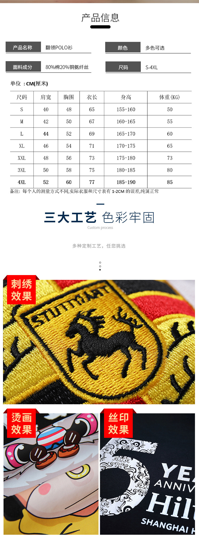 高品质夏季工作服短袖刺绣logo会议高端polo衫定制印字工衣polo衫详情3