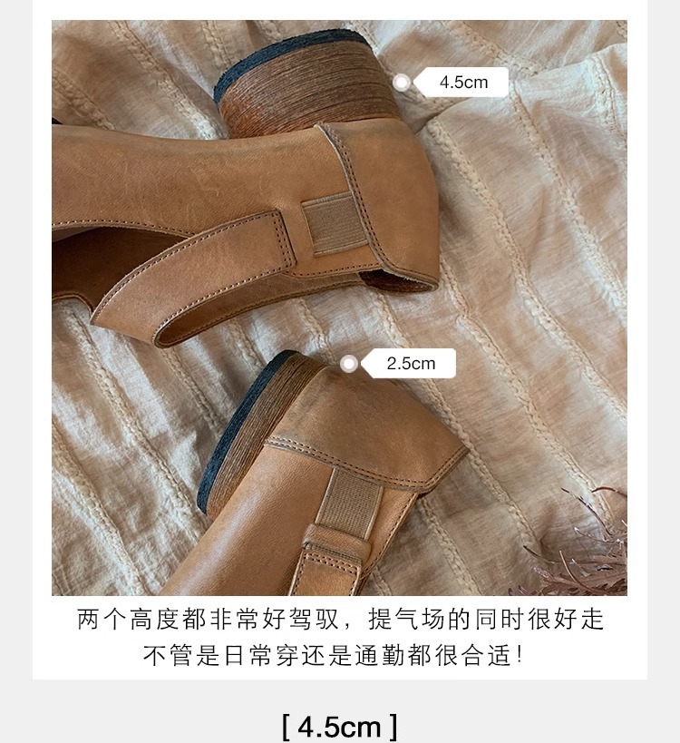 葡萄妈studiolee 高阶质感马皮方头粗跟软面小皮鞋高跟单鞋女秋款详情7