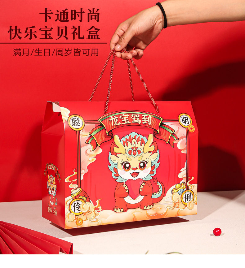 周岁驾到盒子喜面喜蛋卡通百日宴礼袋满月百天伴手礼礼盒礼品纸详情2