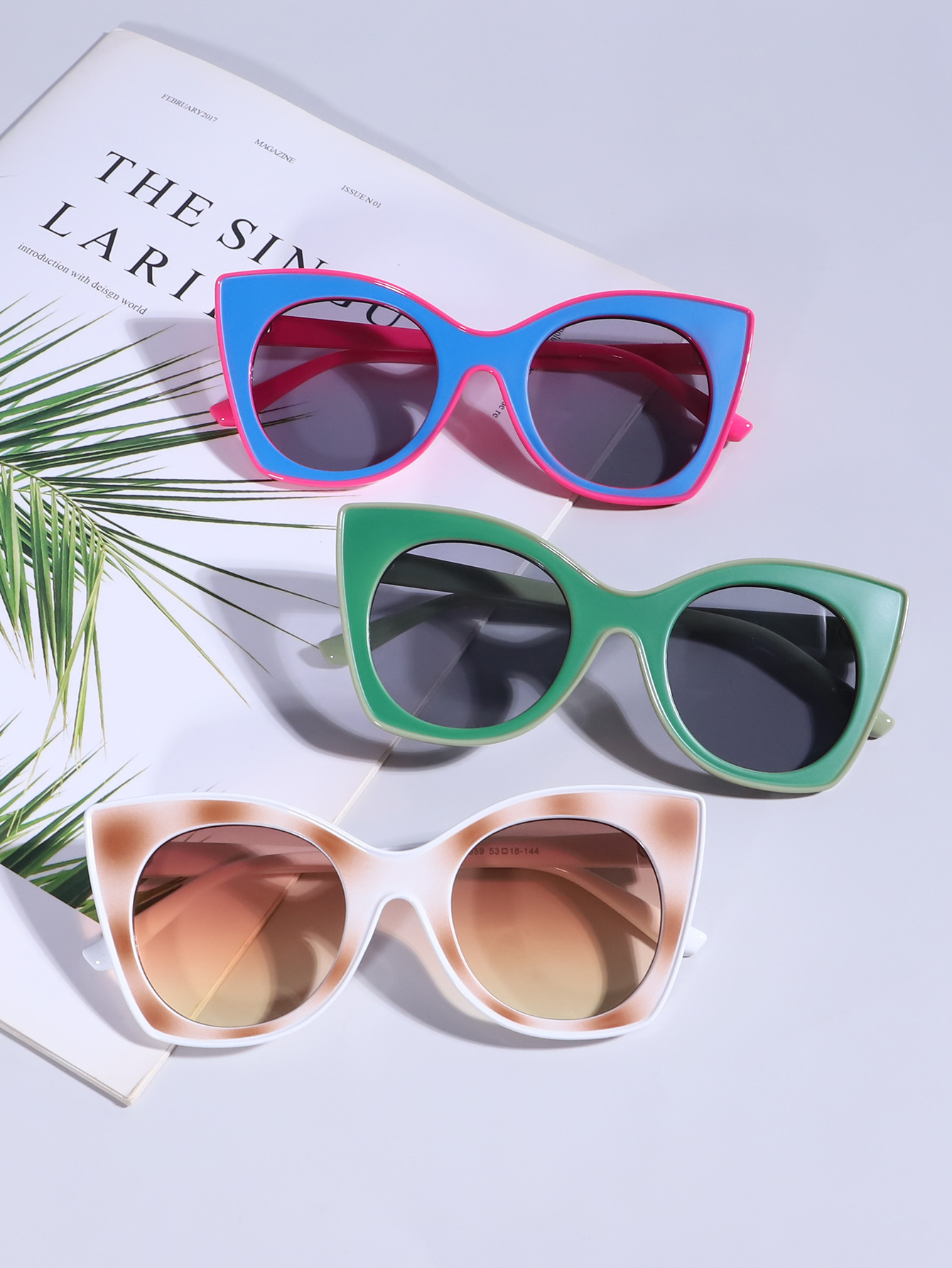 Fashionable and personalized color-blocking sun protection sunglasses, cross-border European and American trend anti-blue light flat sunglasses frame pic 2