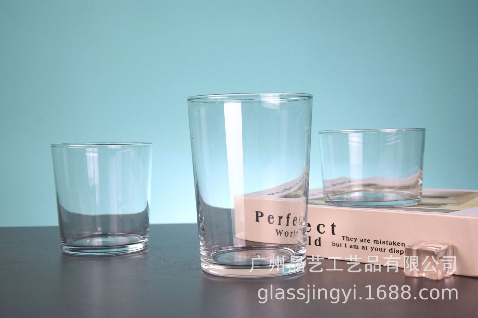 宽口玻璃杯简约水杯INS果汁雪糕苏打水杯直身家用餐厅矮款玻璃杯详情11