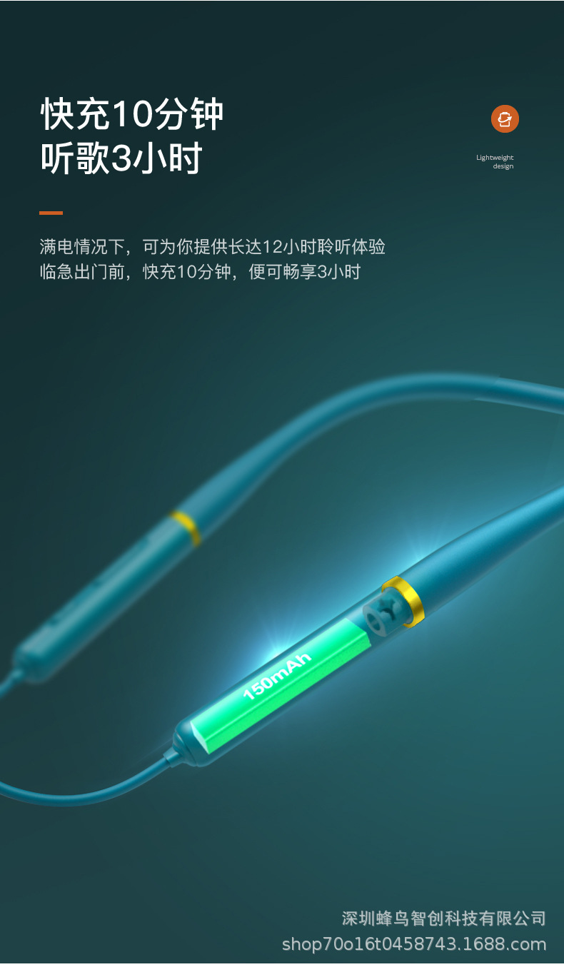 Neckband Bluetooth headphones, large-capacity in-ear sports and gaming headset, magnetic absorption wireless headphones, ultra-long battery life pic 38