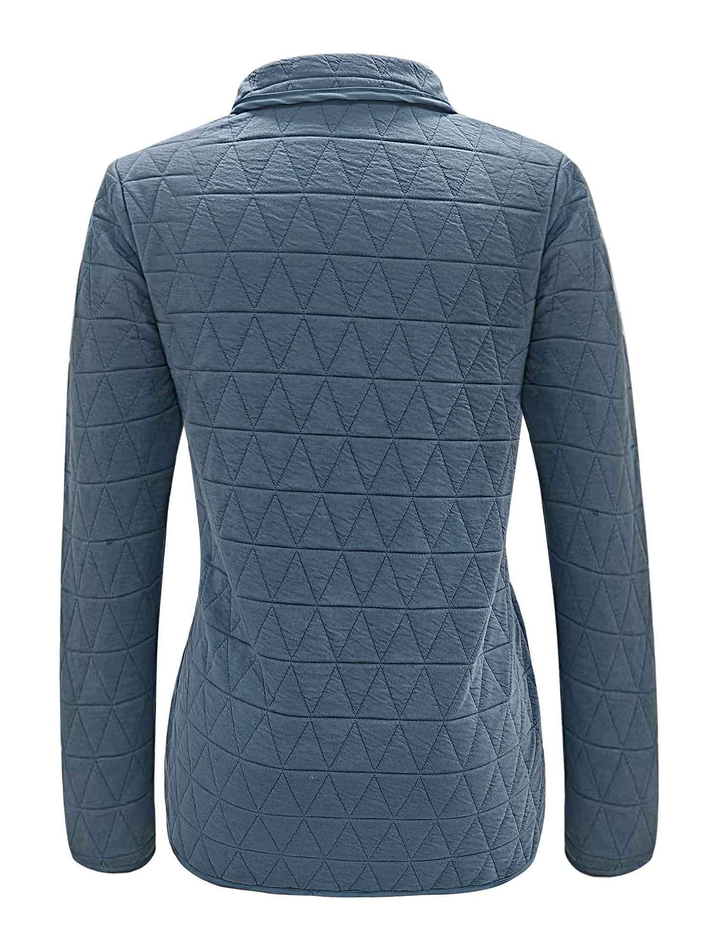 Cross-border cross-border foreign trade wholesale 2025 autumn/Winter new style European and American style quilted thread decorated simple solid color round neck loose cotton-padded jacket pic 7