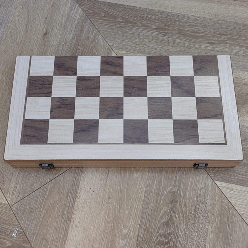 Two-in-one international chess checkers wooden board game toys with double back, non-magnetic for export pic 18