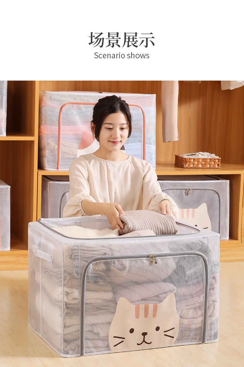 衣服收纳箱装衣物袋衣柜折叠整理箱宿舍柜布艺储物盒百纳箱防尘详情11