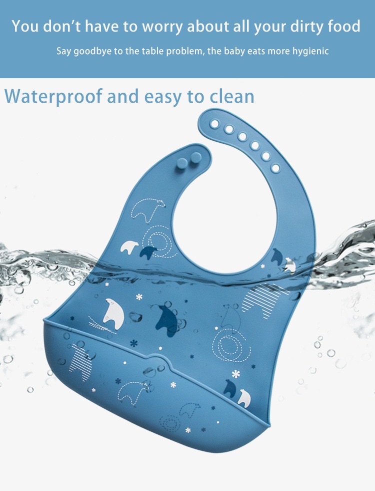 婴童 硅胶围兜小熊围嘴男女宝宝吃饭兜儿童口水兜防水防脏神器详情32