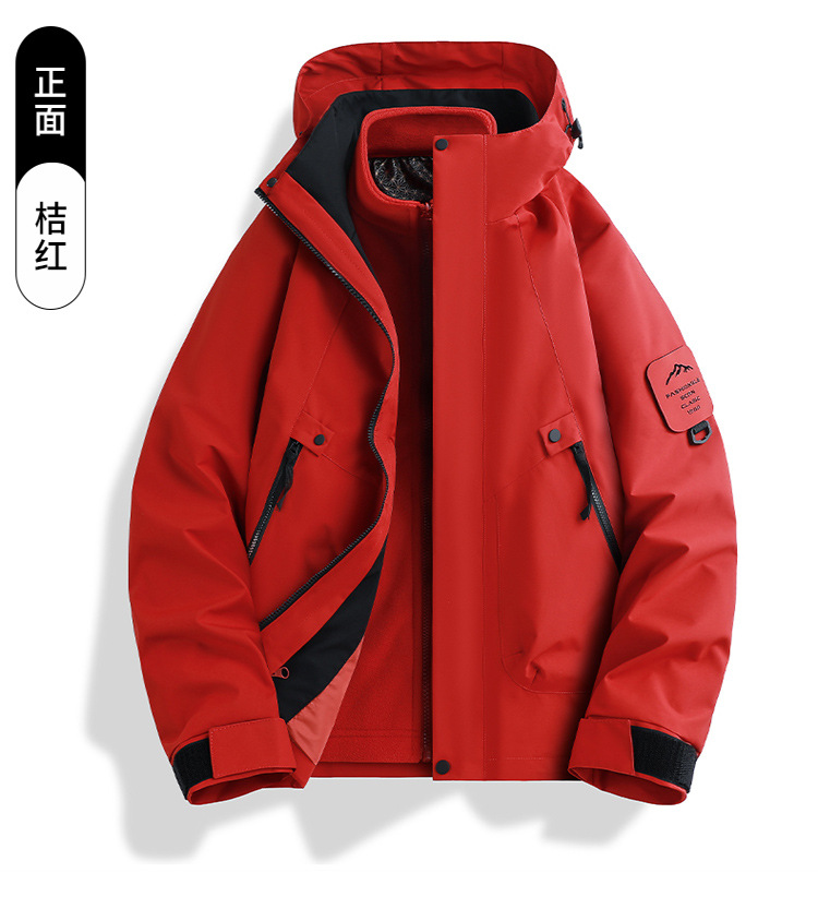 新款冲锋衣女三合一防风防水户外登山服男可拆卸外套团购定制logo详情26