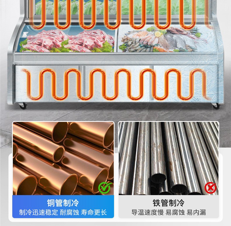 Commercial dual-temperature and triple-temperature vertical large-capacity ordering cabinet, barbecue, spicy hot pot, skewer refrigeration, freezing and preservation display cabinet pic 14