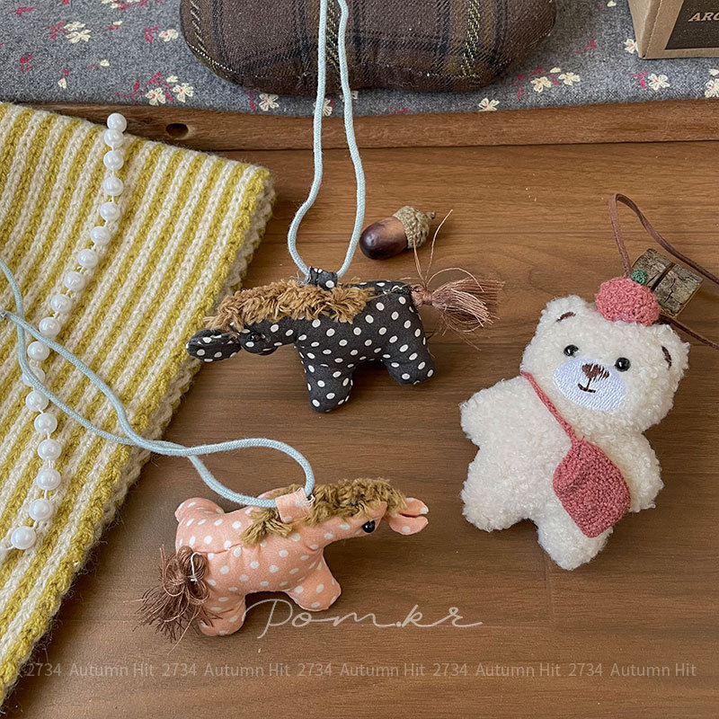 Soft and cute plush toy necklace, polka dot fabric pendant, forest-themed, girlish and adorable necklace, daily wear and accessories pic 4