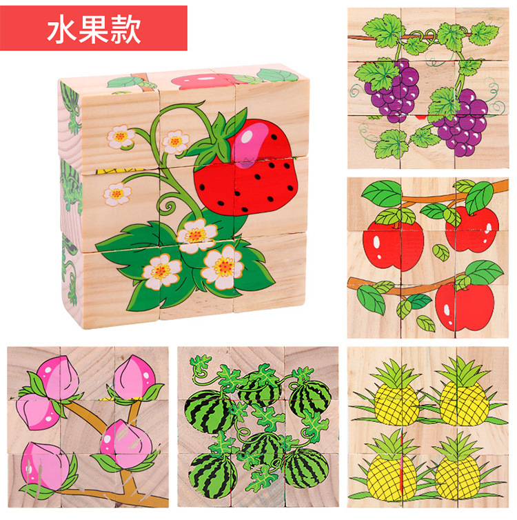 9粒六面画立体拼图块儿童益智力早教幼儿园积木质制玩具变脸魔方详情19