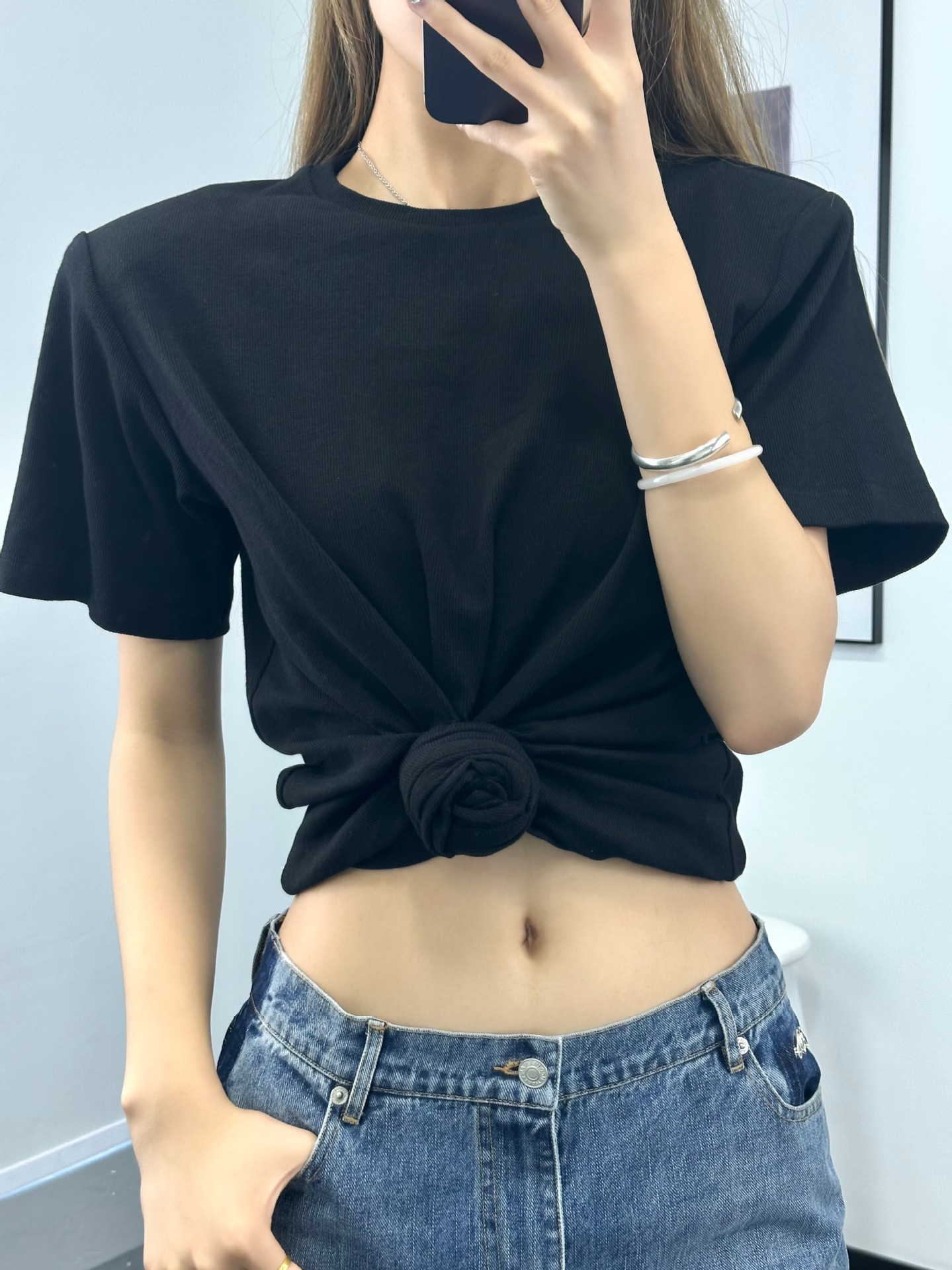春季都市风气质棉套头短袖圆领宽松型女式T恤产地货源都市通勤详情6