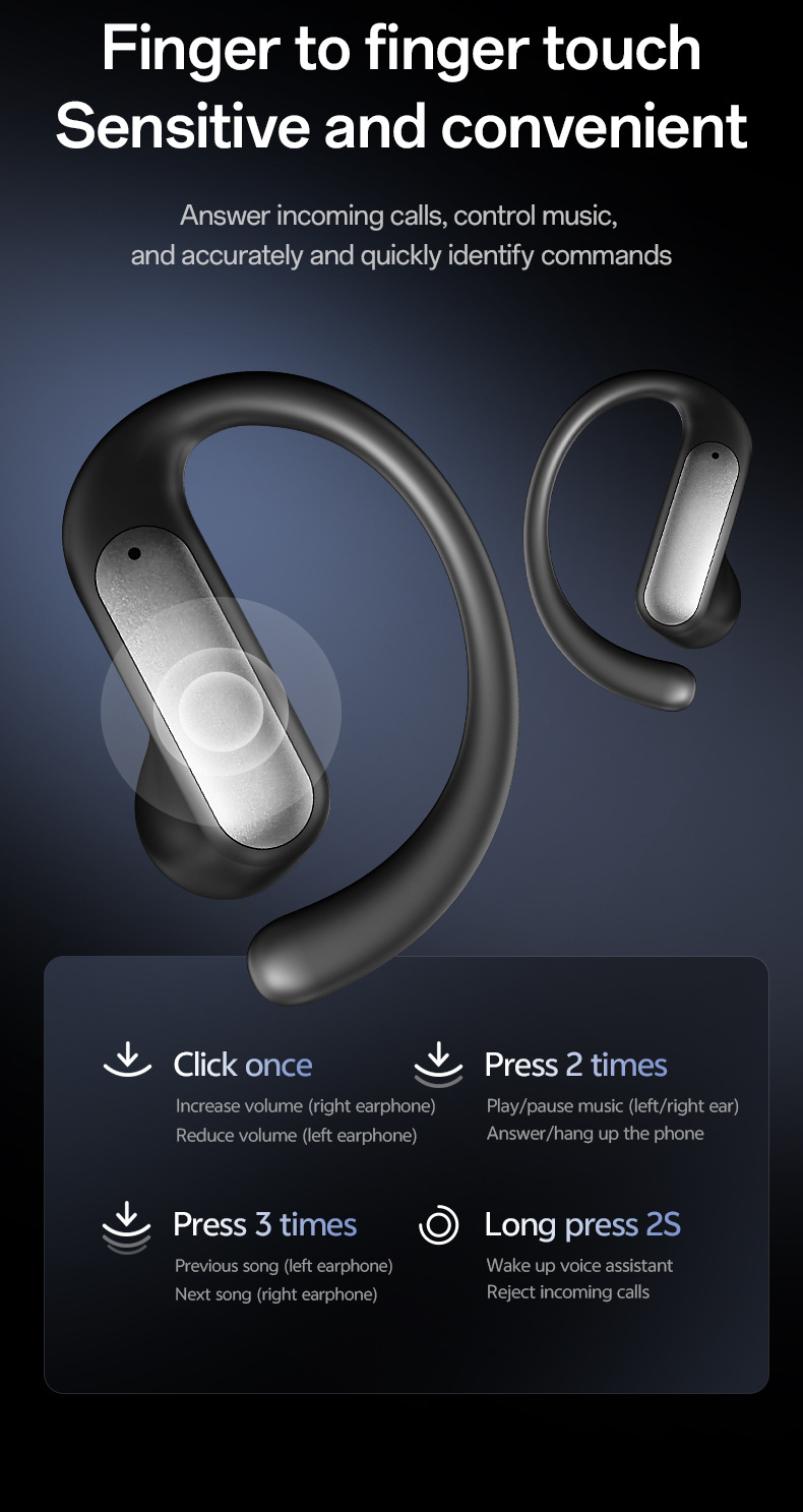 The new AI smart cross-border model M134 ear-hanging OWS non-in-ear open Bluetooth headphones with dual digital display private mold pic 19